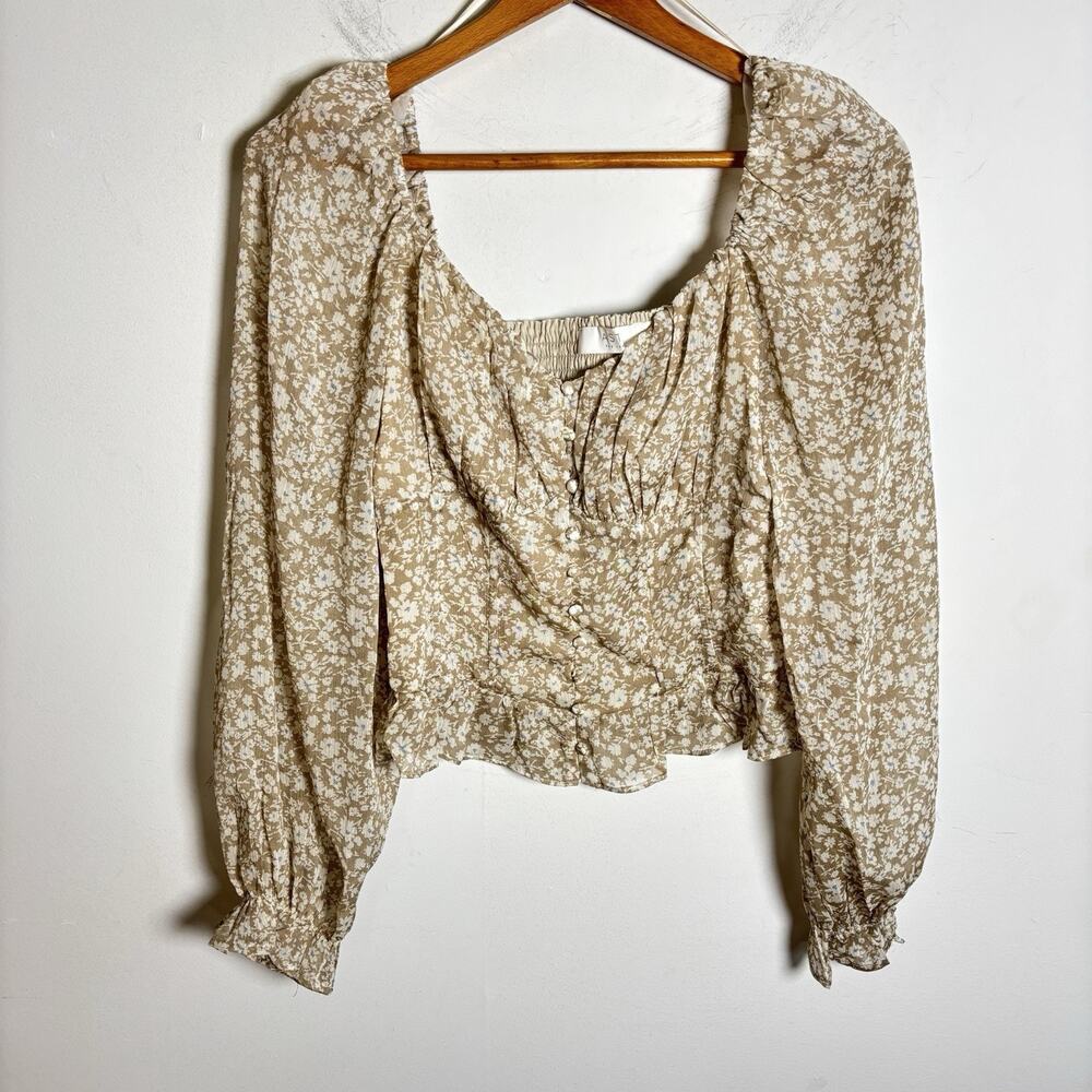 ASTR The Label Concord Top Taupe Multi Ditzy Size Large Floral